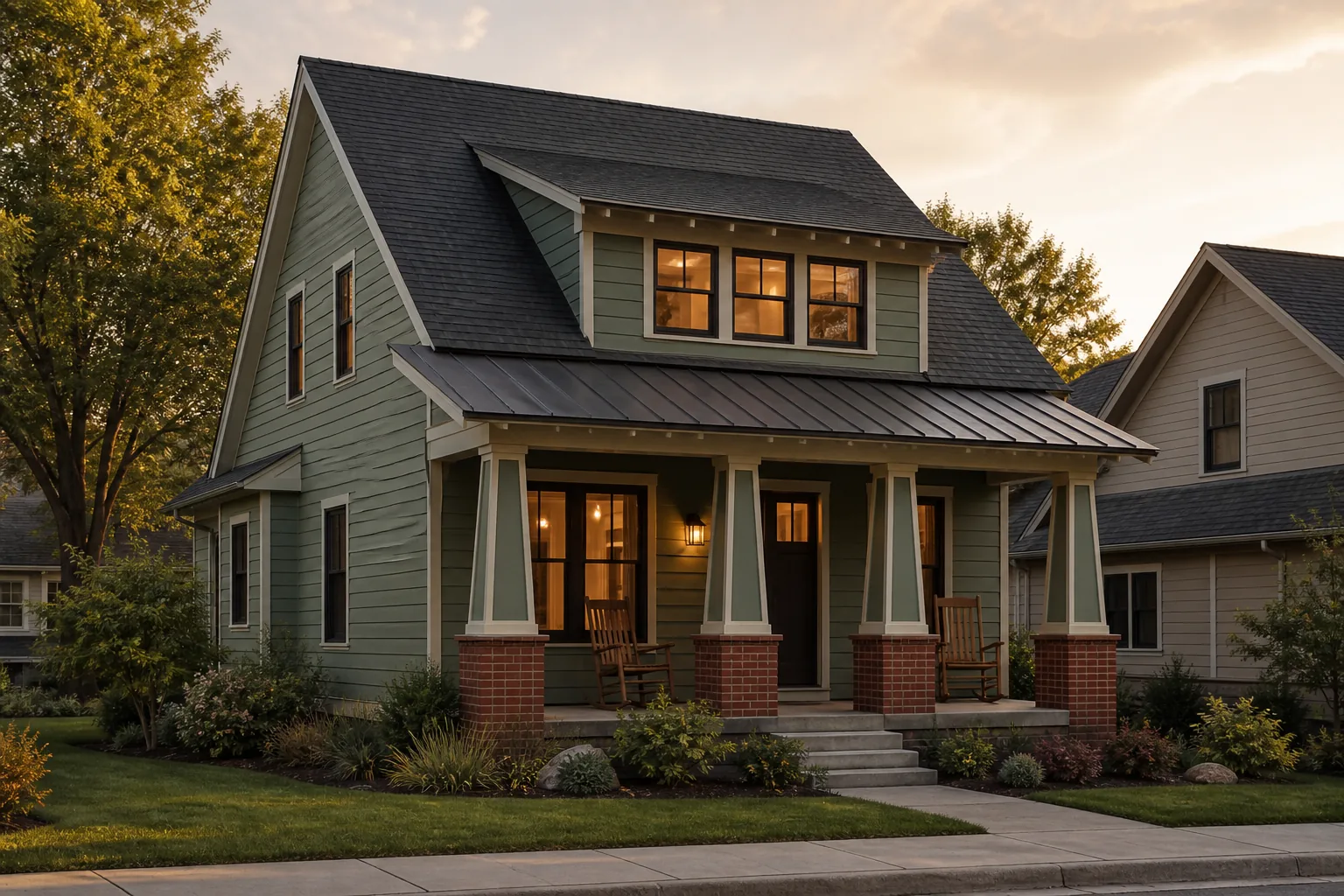 Concept rendering of a two-story cottage with a front porch